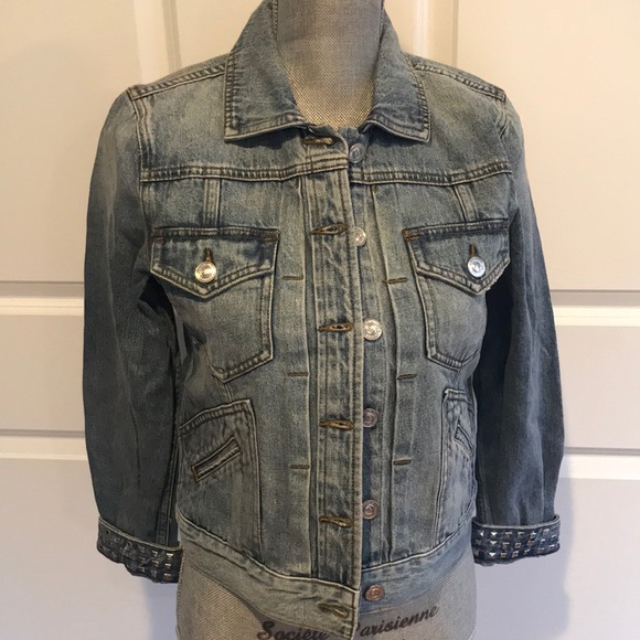 NWT CURRENT/ELLIOTT
studded faded denim jacket - Picture 4 of 13